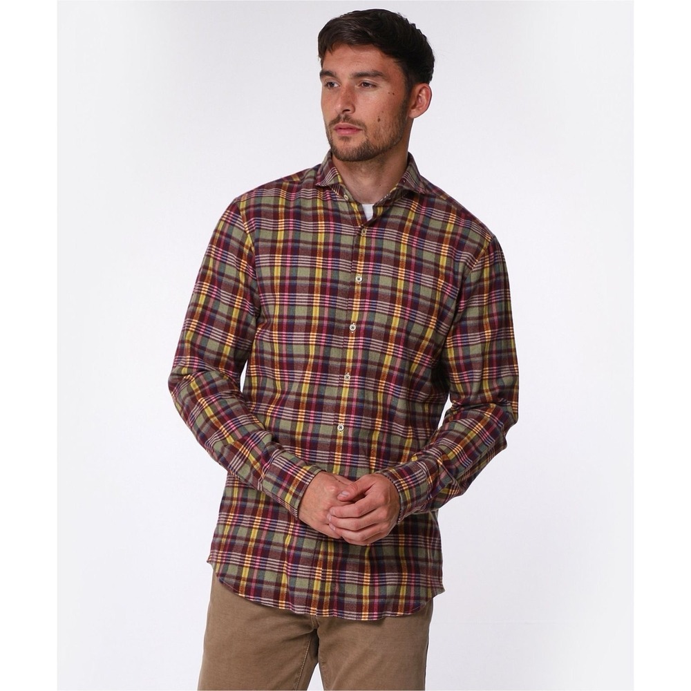 STENSTROMS Men's Light Flannel Fitted Plaid Button Shirt Size Xl